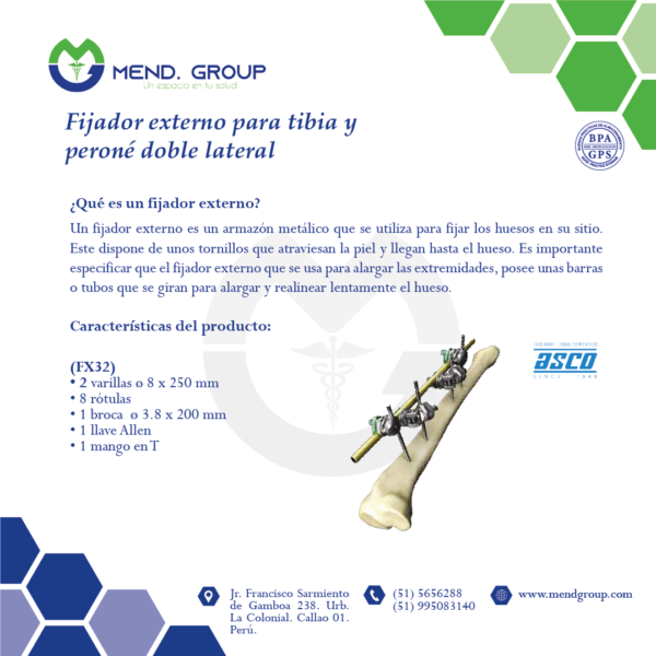 Ficha tecnica fijador externo ara tibia y peroné doble lateral