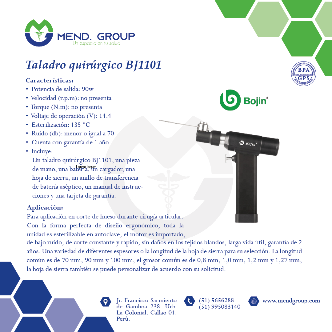 Ficha tecnica taladro quirúrgico BJ1101-47
