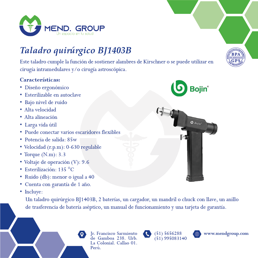 Ficha tecnica taladro quirúrgico BJ1403B-46
